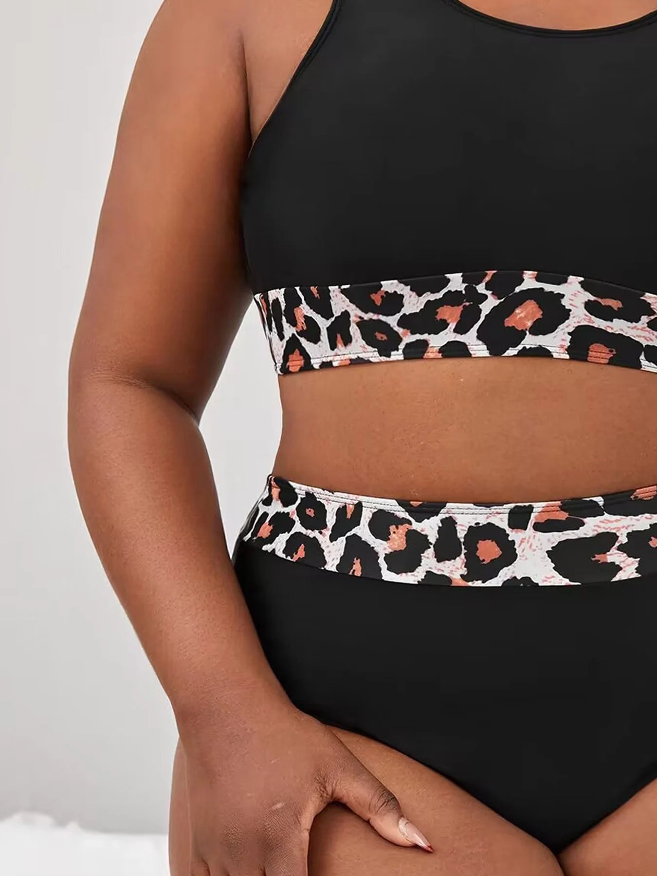 Leopard High Waist Strapped Backless 2 Piece Bathing Suit