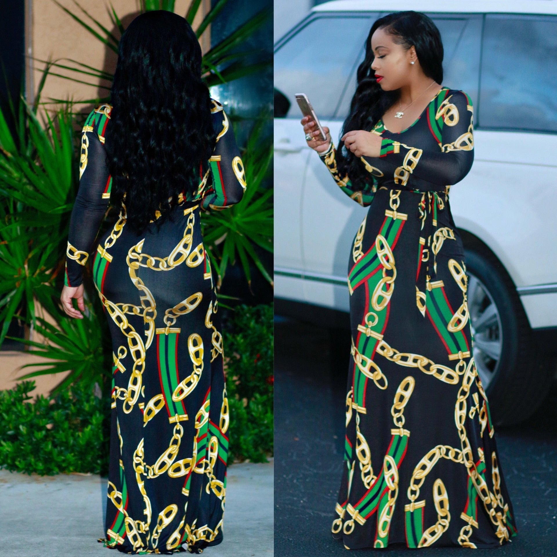 African Dashiki Long Sleeve Digital Print Maxi Dress African Dashiki Long Sleeve Digital Print Maxi Dress