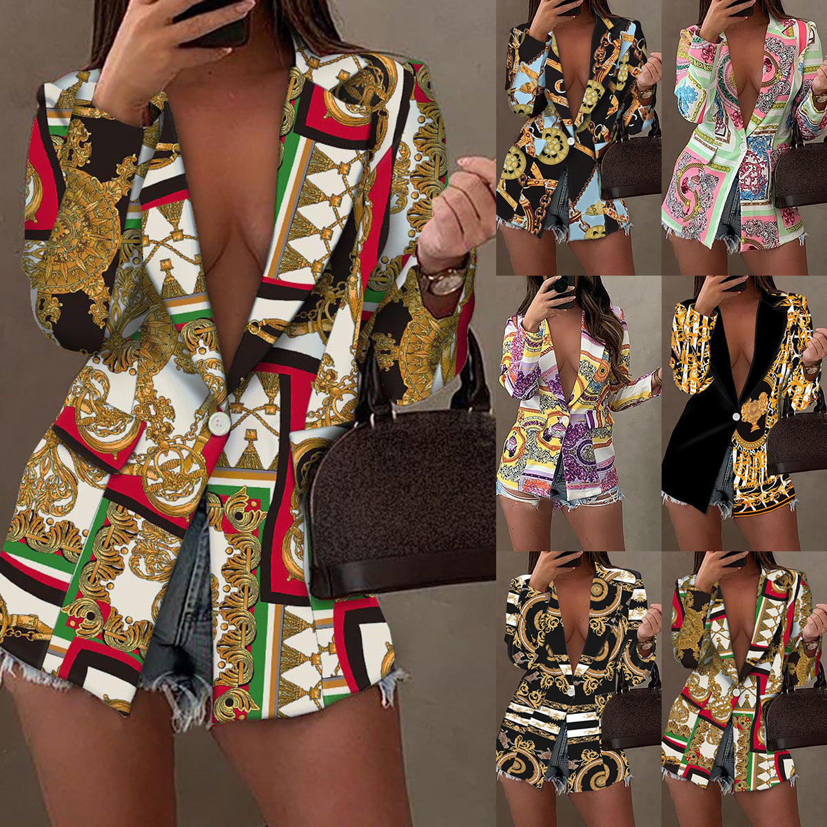 New Long sleeved Fashion Sexy Printed Suit Jacket New Long sleeved Fashion Sexy Printed Suit Jacket