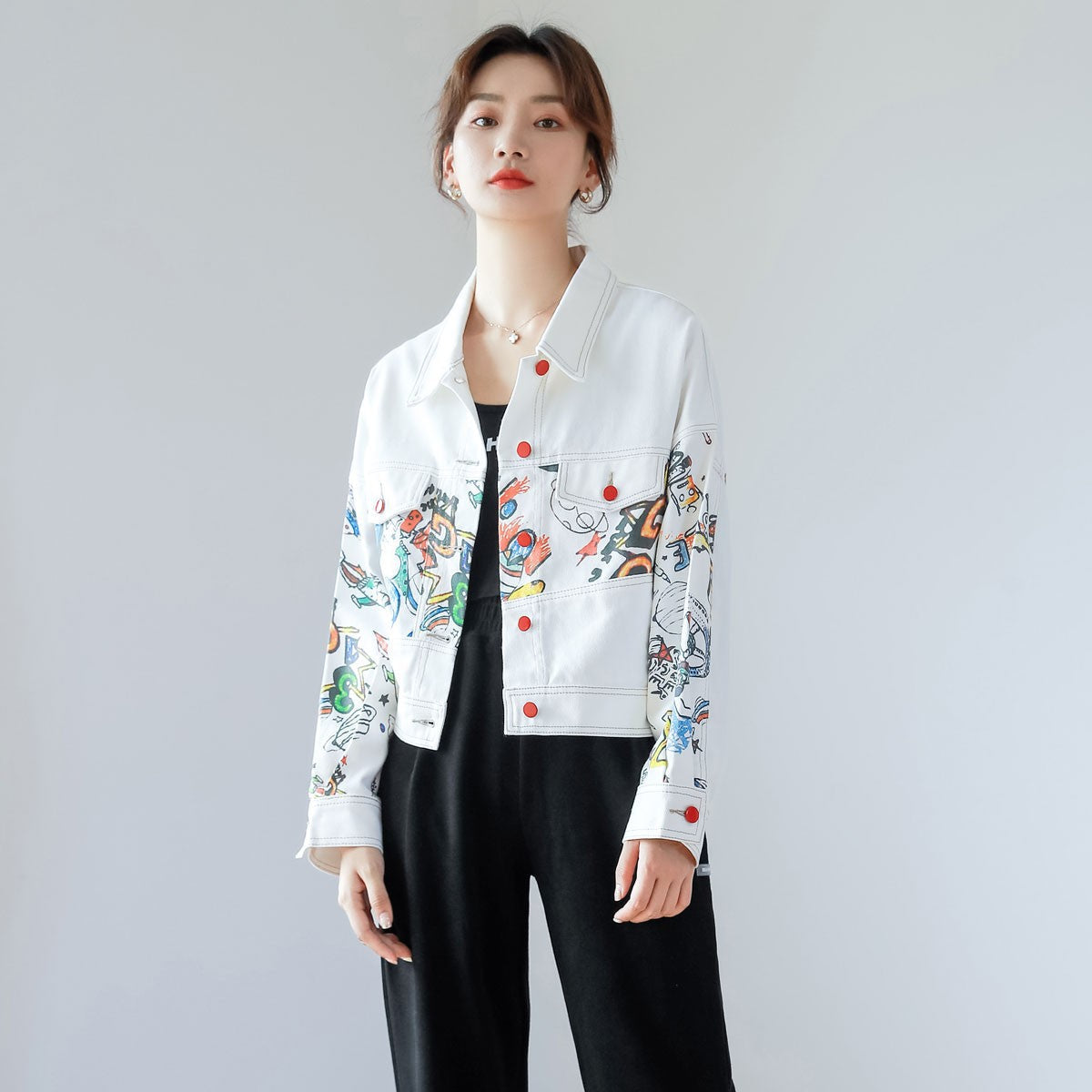 White Loose Short Denim Jacket