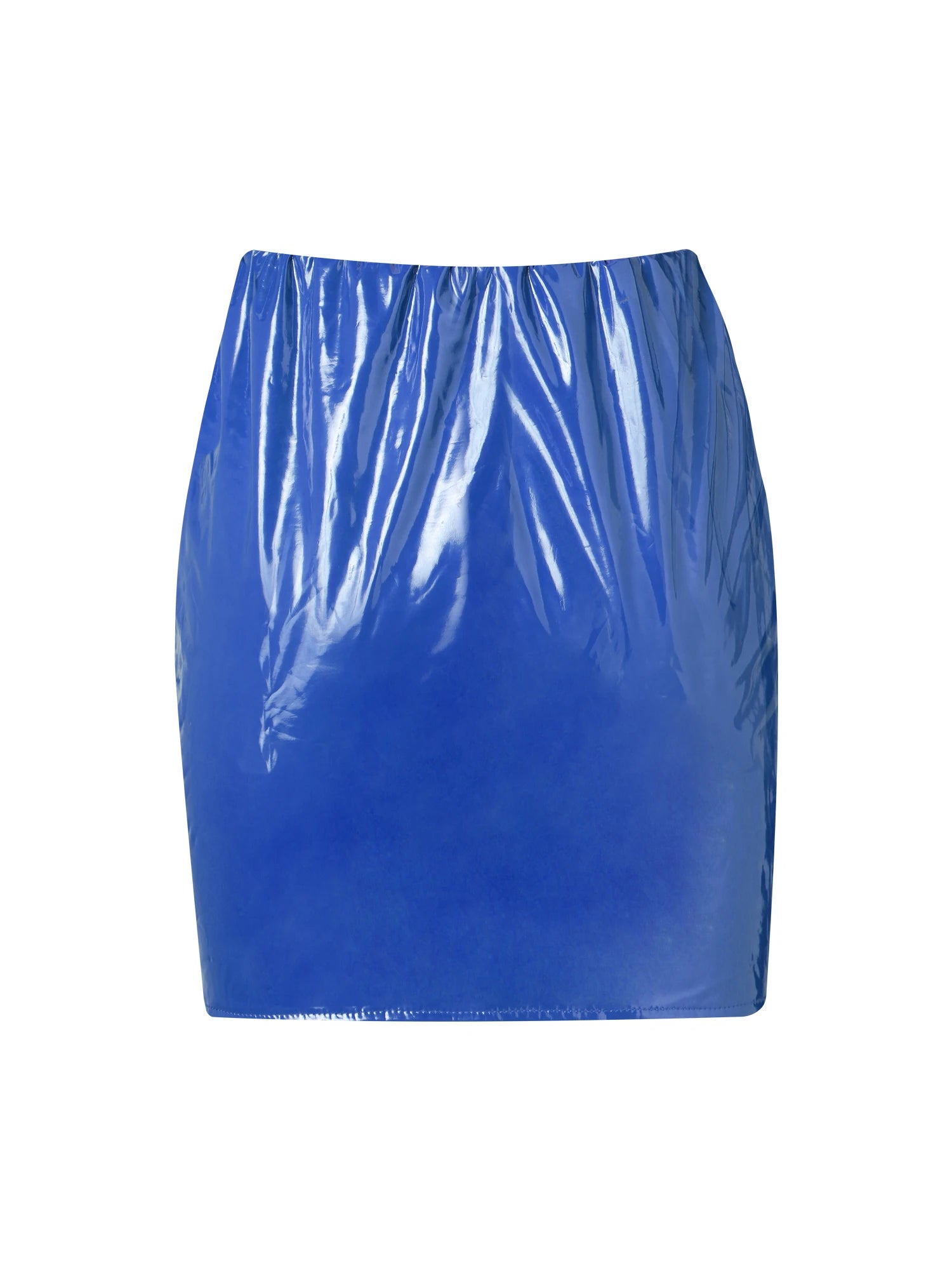 Women PU Leather Skirts Red Pink Orange High Waist Slim Pencil Skirts Vintage Bodycon Mini Skirts Sexy Clubwear DEEP BLUE