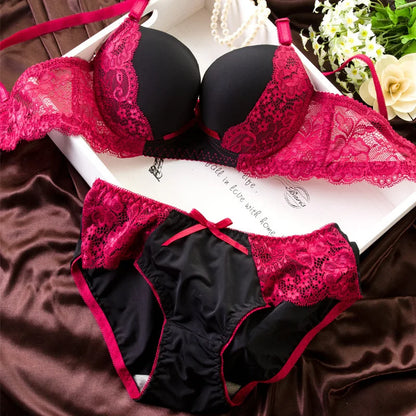 Hot Lace Embroidered Bra Underwear Sexy Lingerie Lace Set Black