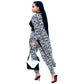 2 Piece Set African Print Elastic Bazin Baggy Pants Rock Style Dashiki Sleeve Famous Suit For Women Coat And Legging MULTI