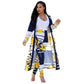 2 Piece Women Set 2020 New African Tie Dye Print Elastic Pants Rock Style Dashiki Famous Suit For Lady coat and leggings 2pcs/se Gold