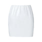 Women PU Leather Skirts Red Pink Orange High Waist Slim Pencil Skirts Vintage Bodycon Mini Skirts Sexy Clubwear WHITE