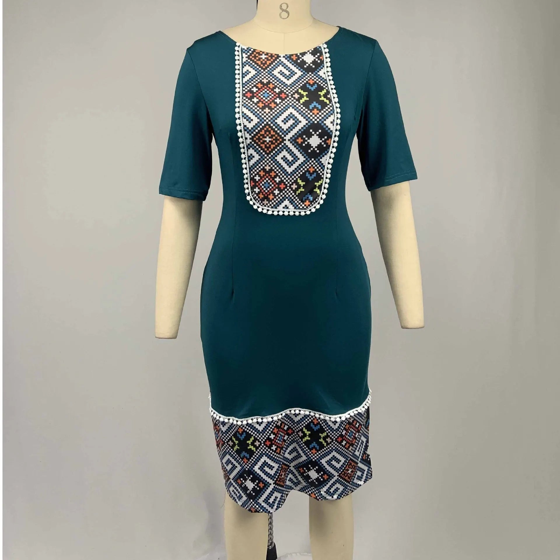 African Dresses for Women Plus Size New Style Dashiki Print Short Sleeve Bazin Africa Dress African Pencil Bodycon Dress 2022