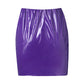 Women PU Leather Skirts Red Pink Orange High Waist Slim Pencil Skirts Vintage Bodycon Mini Skirts Sexy Clubwear PURPLE