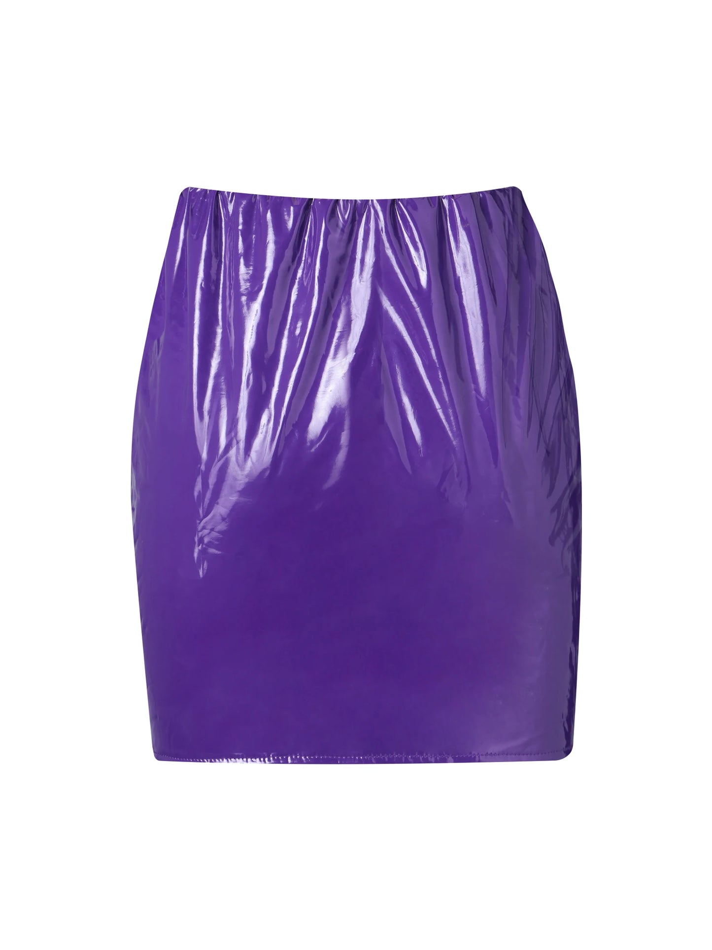 Women PU Leather Skirts Red Pink Orange High Waist Slim Pencil Skirts Vintage Bodycon Mini Skirts Sexy Clubwear PURPLE