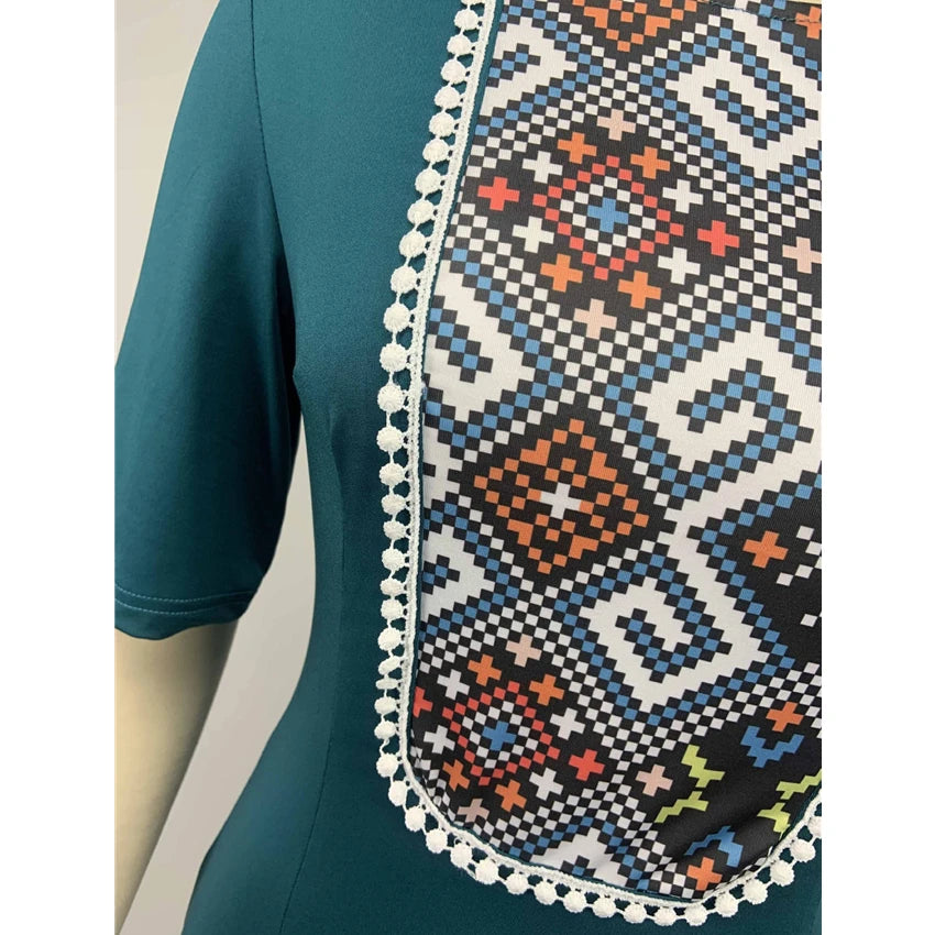 African Dresses for Women Plus Size New Style Dashiki Print Short Sleeve Bazin Africa Dress African Pencil Bodycon Dress 2022