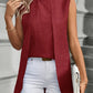 Irregular Women's Two-piece Sleeveless Round Neck Blouse Top Burgundy