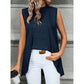 Irregular Women's Two-piece Sleeveless Round Neck Blouse Top