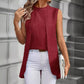 Irregular Women's Two-piece Sleeveless Round Neck Blouse Top