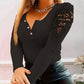 Round Neck Elegant Lace Patchwork Pullover Slim Fit Round Neck Long Sleeve Soft Top