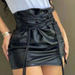 High Waist Skirt Pleated Skirt Sexy Faux Leather Mini Skirts Women High Waist Hip Wrap Pleated Clubwear Sexy Black Mini Skirts