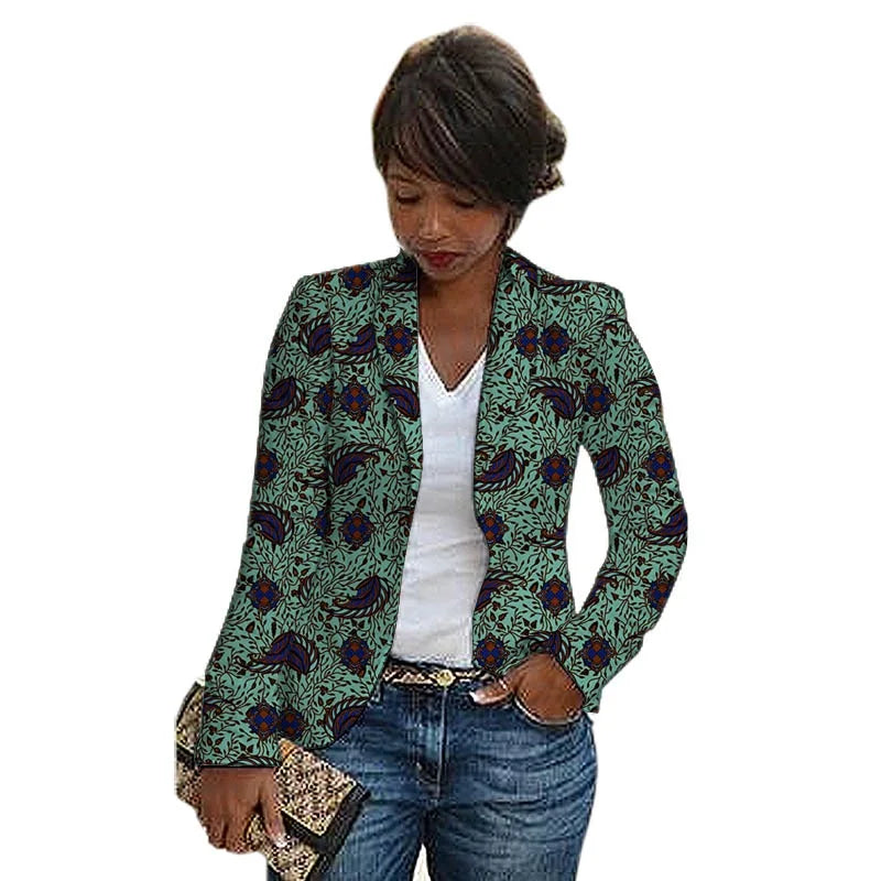 New Print Shawl Collar Suit Jacket Women African Fashion Blazers Ramadan Clothes For Ladies Weddin/Party Outfit 4