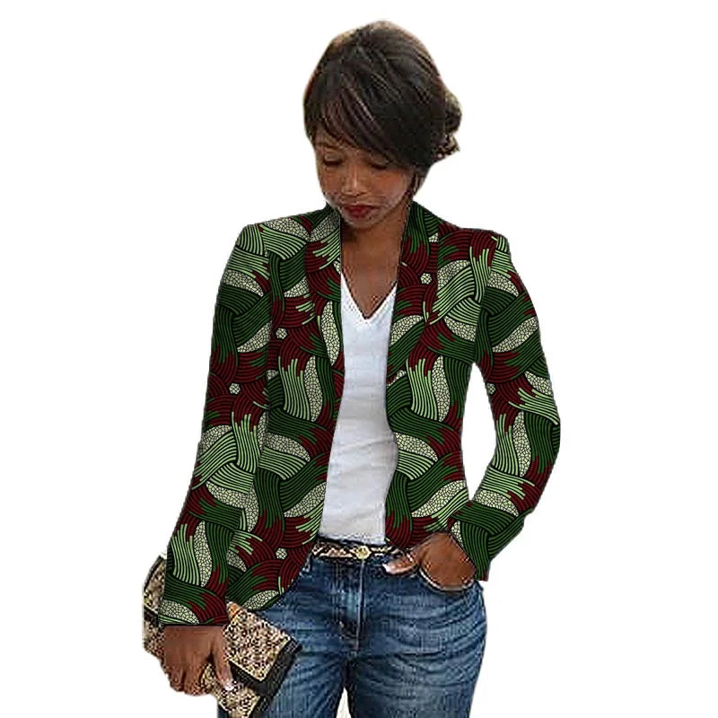 New Print Shawl Collar Suit Jacket Women African Fashion Blazers Ramadan Clothes For Ladies Weddin/Party Outfit 7