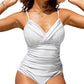 S - XXL Sexy Wrinkled One Piece Swimsuit Women Swimwear Female Monokini Swimsuits 2024 Bathing Suit Swim Beach Wear Bodysuit C247White