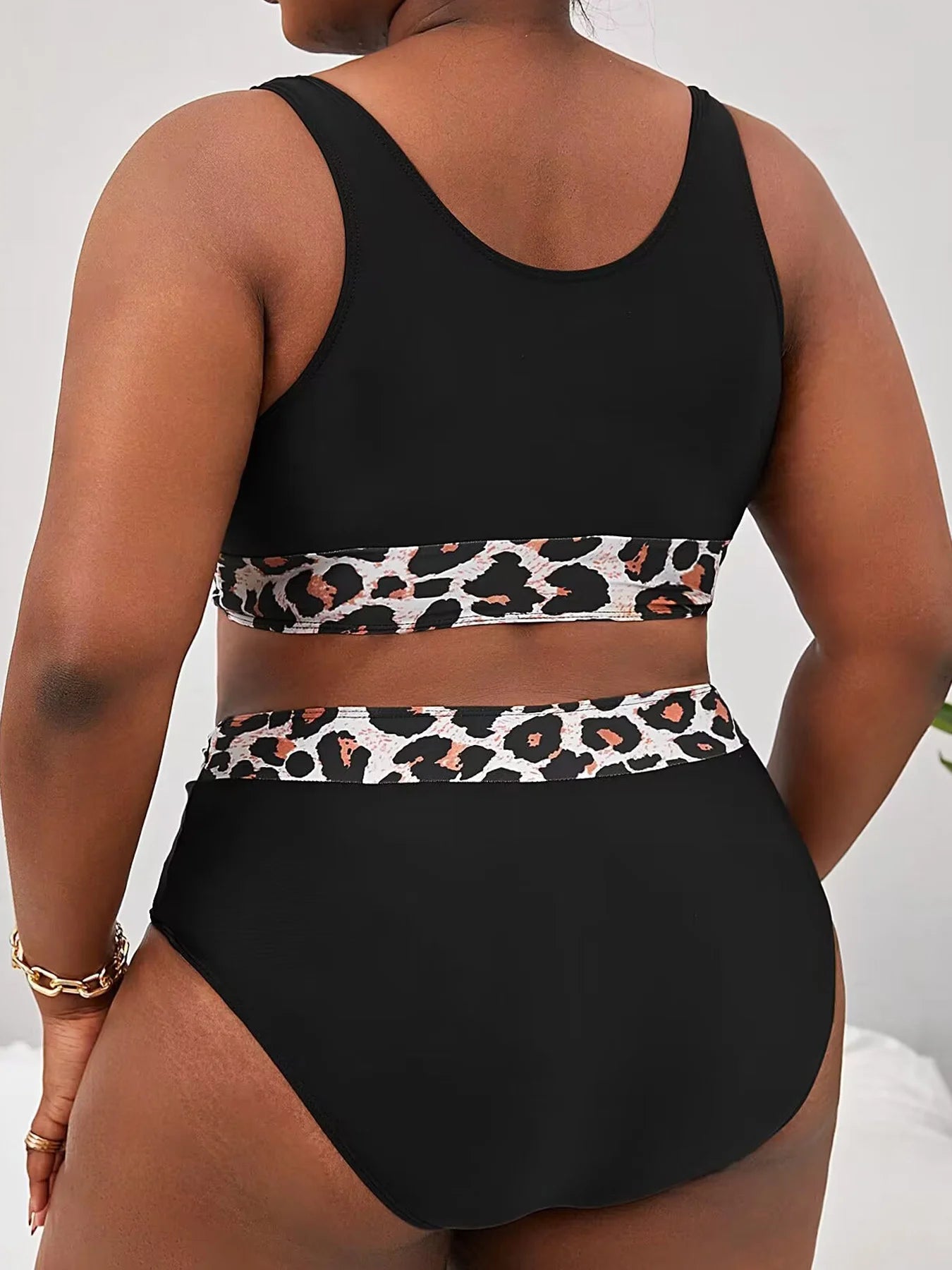 VigoJany 2024 Leopard Plus Size Bikini Set High Whist Straps Swimsuit For Women Backless 2 Piece Beach Summer Bathing Suit