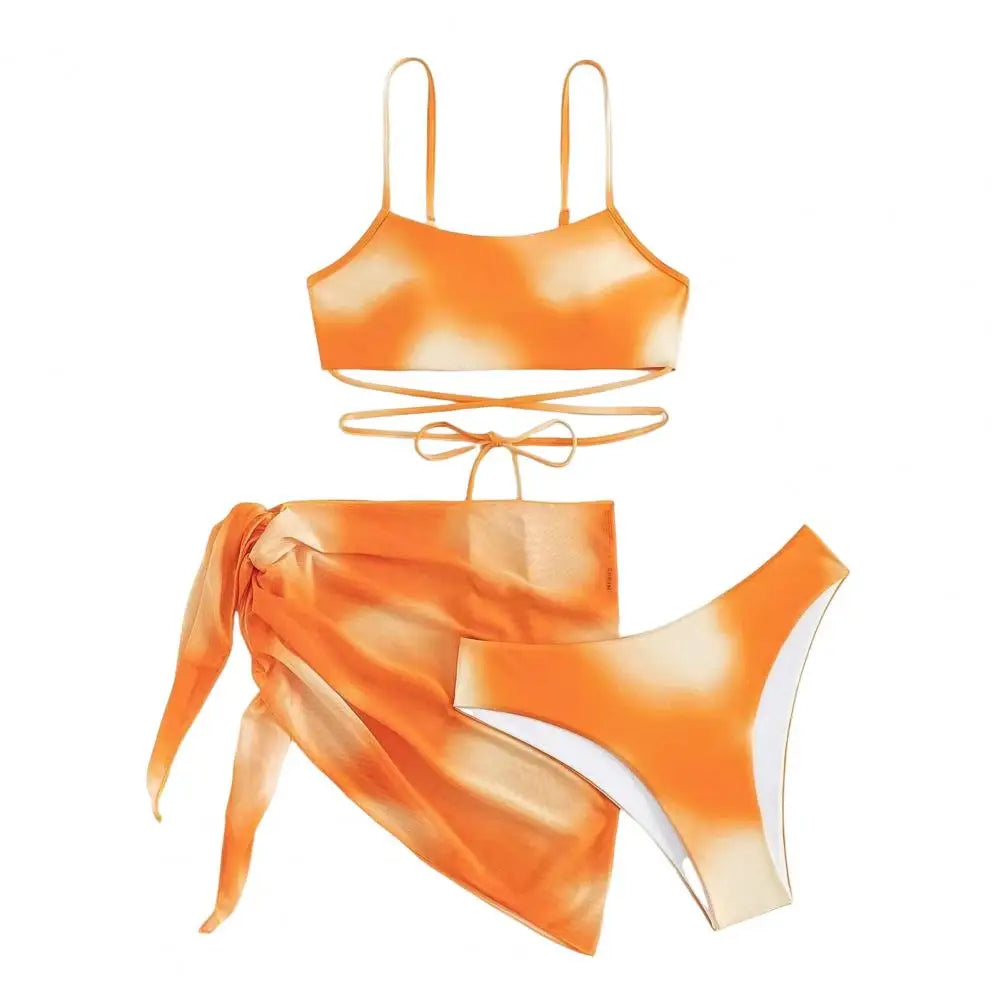 Solid Bikini High Waist Swimsuit Two-piece Sexy Bikini Set Women Brazilian Swimwear Beachwear Biquini Swim Bathing Suits Women Orange Yellow