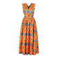 2022 new summer elegent fashion style african women printing plus size polyester long dress MULTI