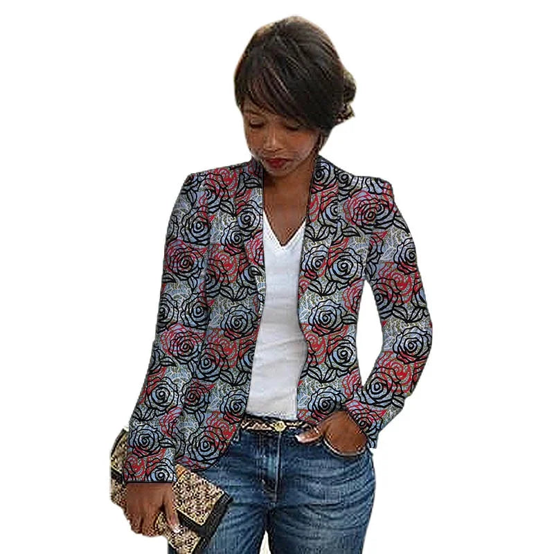 New Print Shawl Collar Suit Jacket Women African Fashion Blazers Ramadan Clothes For Ladies Weddin/Party Outfit 6