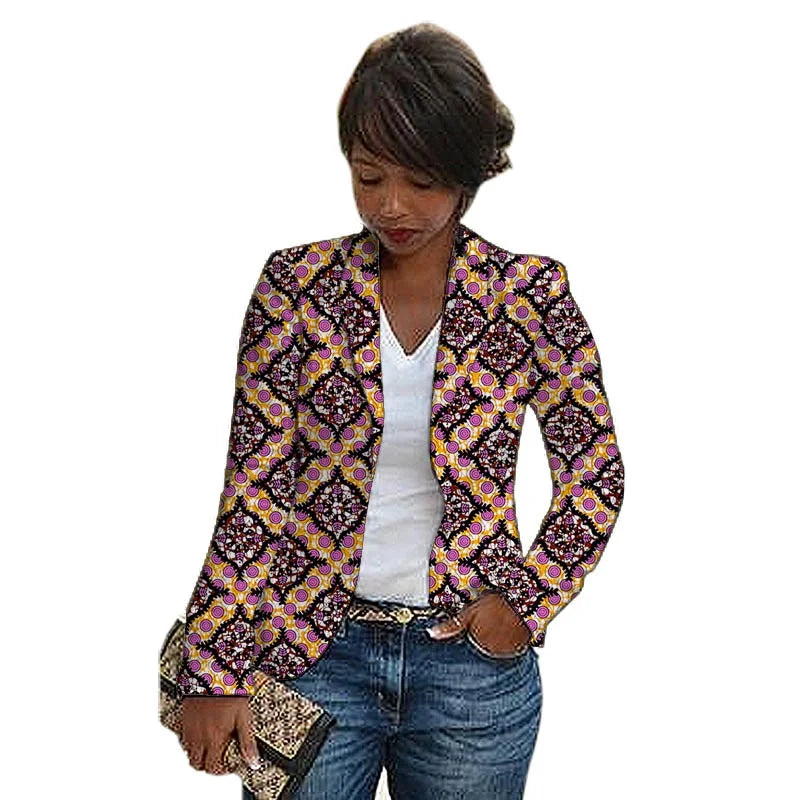 New Print Shawl Collar Suit Jacket Women African Fashion Blazers Ramadan Clothes For Ladies Weddin/Party Outfit 5