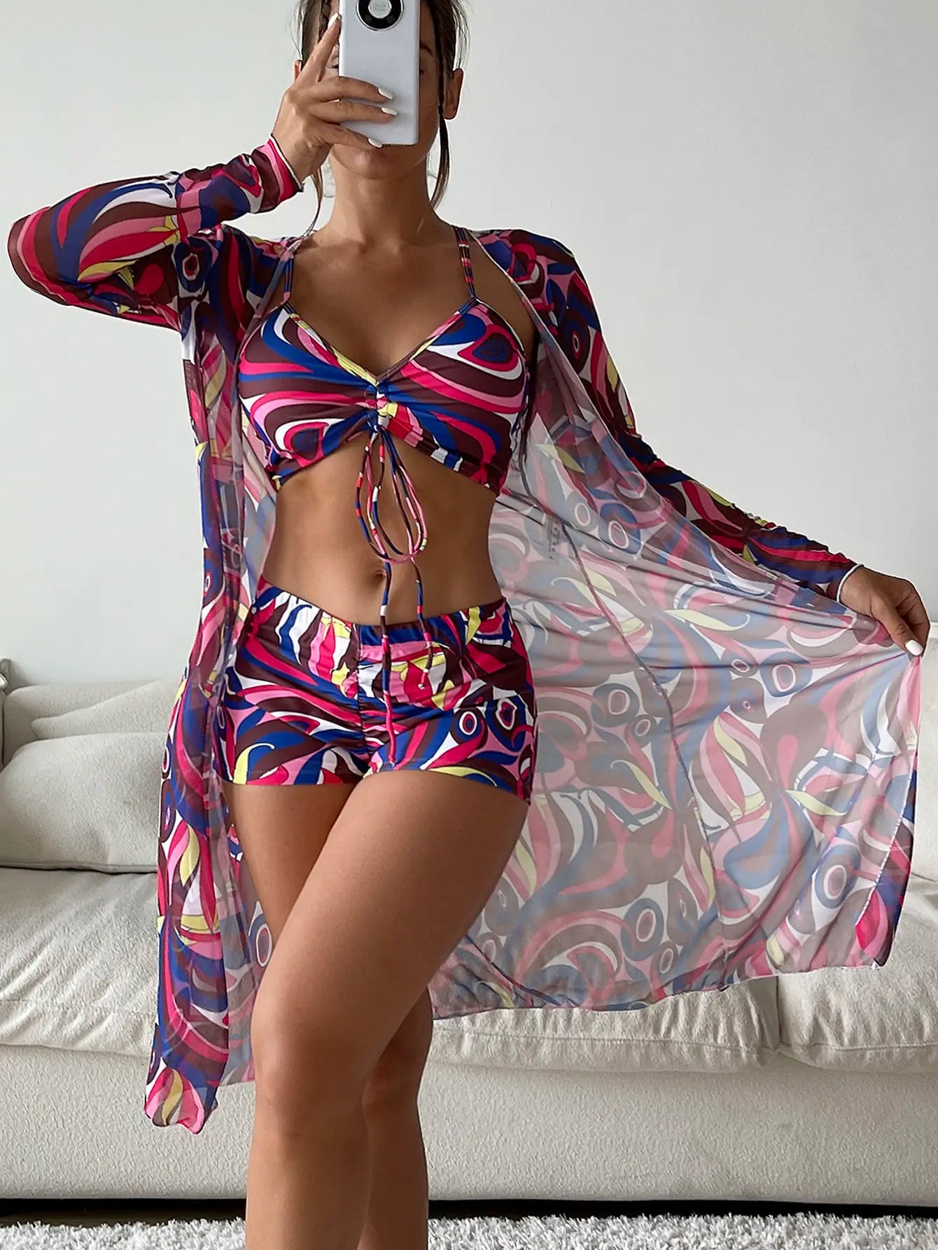 Sexy Print Bikini 2024 Women High Waist Swimsuit Cover Up Swimwear Female Lady Bathing Suit Swimming Summer Beachwear ZIS