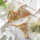 2-Piece Versatile Floral Lingerie Set Embroidery Sheer Boho Bra Panty Set Intimates