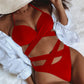 Twisted Bandage Halter Bikini 2024 Mujer High Waist Swimwear Women Swimsuit Bathing Suit Brown Brazilian Bikinis Set Beachwear Red