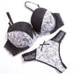 Thin Cotton Padded Breathable Push Up Bra And Panty Lingerie WHITE One Size