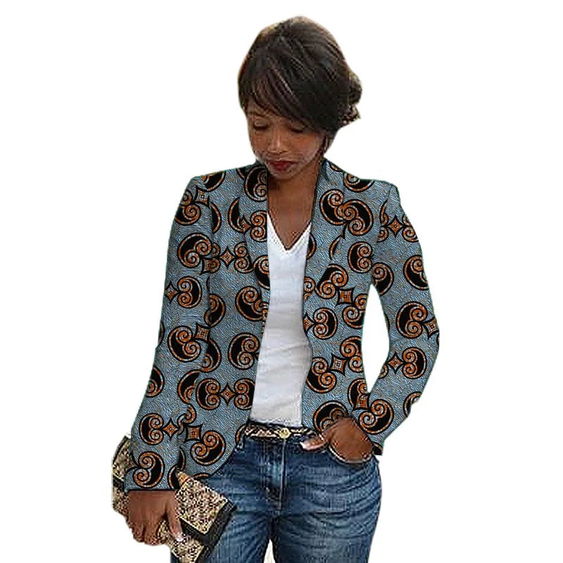 New Print Shawl Collar Suit Jacket Women African Fashion Blazers Ramadan Clothes For Ladies Weddin/Party Outfit 1