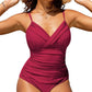 S - XXL Sexy Wrinkled One Piece Swimsuit Women Swimwear Female Monokini Swimsuits 2024 Bathing Suit Swim Beach Wear Bodysuit C247Red