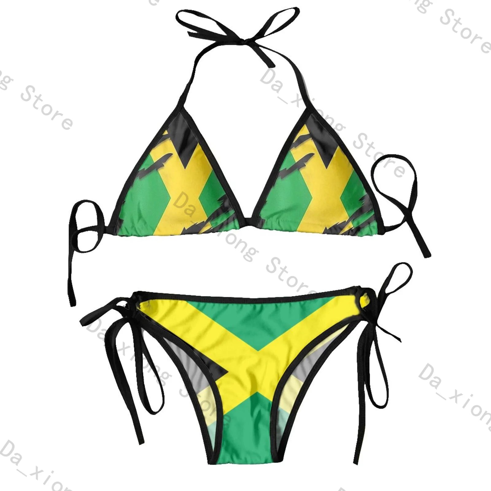 Sexy Bikini Women Swimsuit Two Piece Swimwear Jamaica Flag Bathing Suit Beachwear 4 One Size