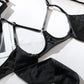 Sexy Hollow Out Bow Decor Lingerie Set Women Solid Exotic Apparel Suit Female Pure Desire Style Underwear with Garter and Gloves