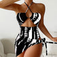 Sexy 2 Pieces Swimwear One Piece Swimsuit Woman 2024 Cover Up Bathing Suit Push Up Summer Swimming for Women Beach Wear Monokini