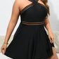 VigoJany 2024 Black 2 Piece Plus Size Dress Swimwear Women Strapped Large One Piece Swimsuit Beach Chubby Big Bathing Suit