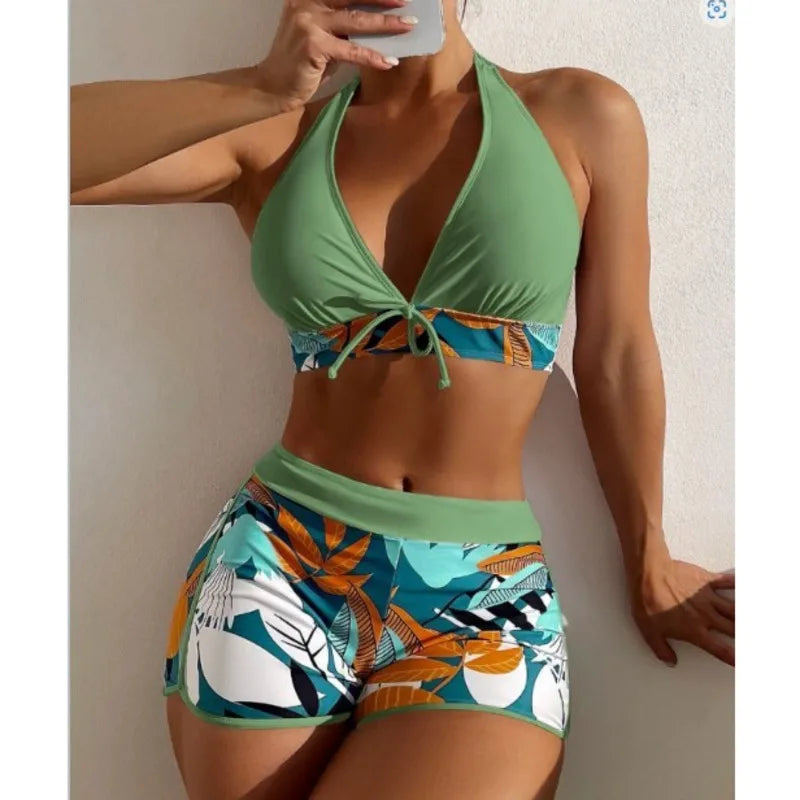 Print Large Swimsuits Plus Size Tankini Sets Female Swimwear Beach Wear Two-Piece Bathing Suit Sports Pool Women Swimming Suits