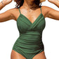 S - XXL Sexy Wrinkled One Piece Swimsuit Women Swimwear Female Monokini Swimsuits 2024 Bathing Suit Swim Beach Wear Bodysuit C247ArmyGreen