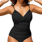 S - XXL Sexy Wrinkled One Piece Swimsuit Women Swimwear Female Monokini Swimsuits 2024 Bathing Suit Swim Beach Wear Bodysuit C247Black