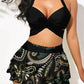 Printed Dress Push Up High Waist Padded Beachwear Black2