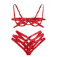 Bondage Harness Lingerie Set Womens Elastic Hollow Out Bra Sets Black Cupless Cage Bra Thong Sexy Intimates Exotic Underwear Red CN