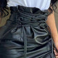 High Waist Skirt Pleated Skirt Sexy Faux Leather Mini Skirts Women High Waist Hip Wrap Pleated Clubwear Sexy Black Mini Skirts