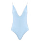 2023 Sexy One Piece Swimsuit Backless Halter Beach Swimwear Crochet Bikini Bathing Suit 2021 Black Swimming Suit For Women sky blue 4