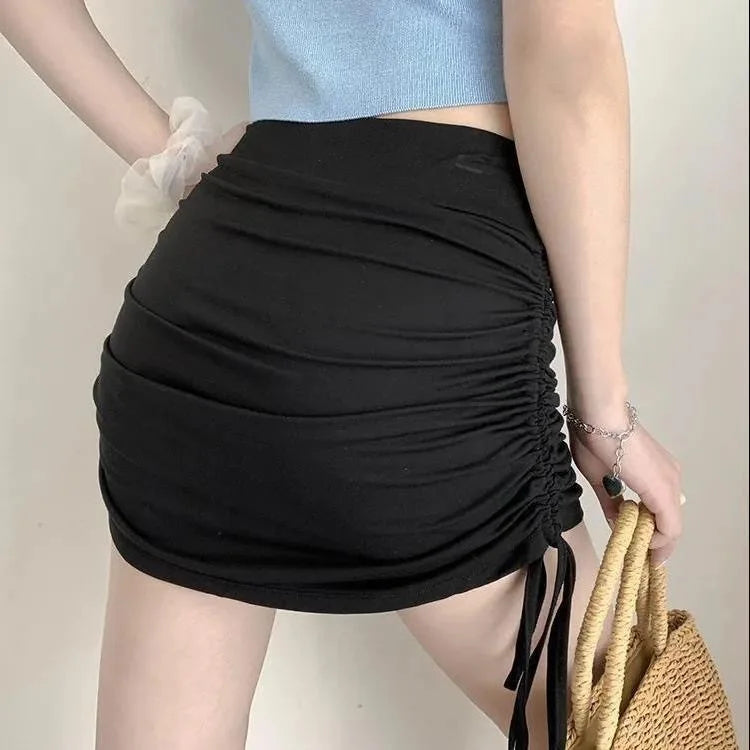 European and American Style Skirt Women's 2024 New High-waisted Drawstring Thin Hip-wrapped Yoga Pants Loose and Thin Skirt