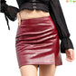 2024 Spring/summer Red Crocodile Pattern PU Skirt Ladies Slit Skirt Slim Stretch Leather Skirts White Brown Black Green N850 Red