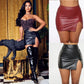 High waist bag hip short skirt nightclub PU leather zipper sexy black leather skirt