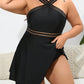 VigoJany 2024 Black 2 Piece Plus Size Dress Swimwear Women Strapped Large One Piece Swimsuit Beach Chubby Big Bathing Suit