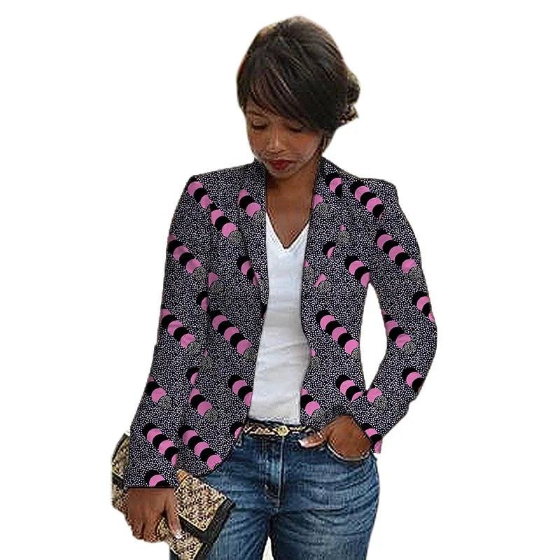 New Print Shawl Collar Suit Jacket Women African Fashion Blazers Ramadan Clothes For Ladies Weddin/Party Outfit 3