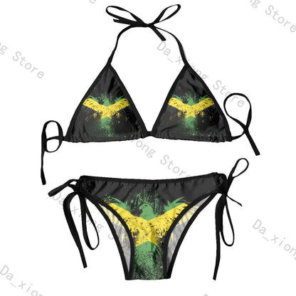 Sexy Bikini Women Swimsuit Two Piece Swimwear Jamaica Flag Bathing Suit Beachwear 2 One Size