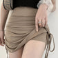 European and American Style Skirt Women's 2024 New High-waisted Drawstring Thin Hip-wrapped Yoga Pants Loose and Thin Skirt Khaki